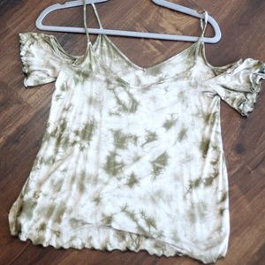 American eagle green tye dye off shoulder size medium top